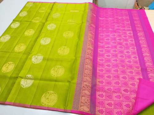 Parrot Green silk saree 