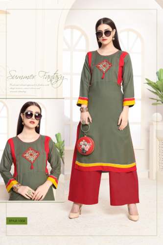 Designer Rayon Kurtis With Palazzo Pant