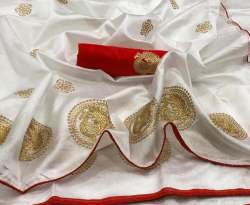 Embroidered Pure Sana Silk Sarees