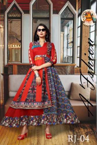 Fancy Digital Print Chanderi Cotton Kurtis
