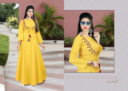 Hand Work Anarkali Khadi Cotton Kurtis