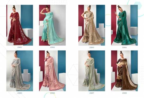 Lycra embroidery party wear Saree