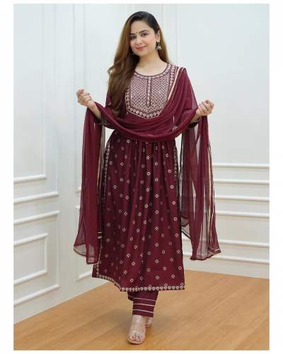  Beautiful Rayon Fabric nayra cut Kurti 