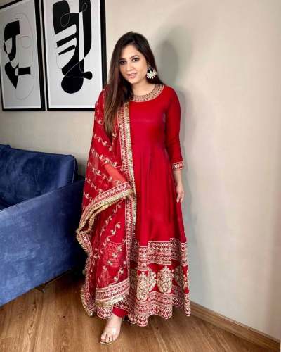 DESIGNER EMBROIDERED RED COLOR GOWN