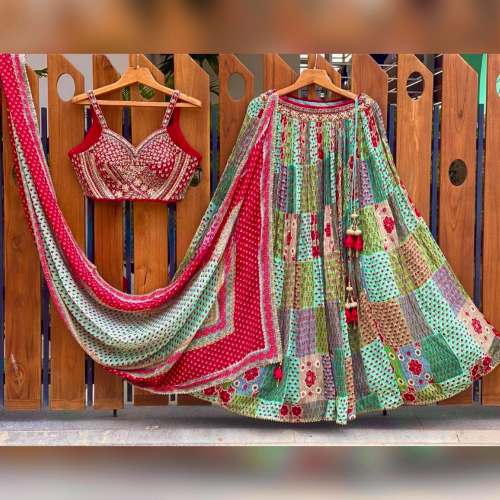  Faux Georgette Croset lehenga Choli