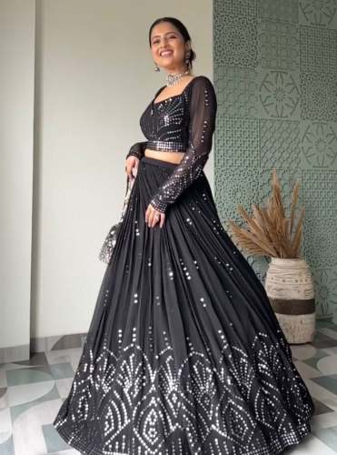 new designer black color lehenga choli