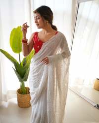 NEW  DESIGNER WEAR SEQUANCE SAREE