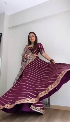 NEW FAUX GEORGETTE PURPLE LEHENGA CHOLI