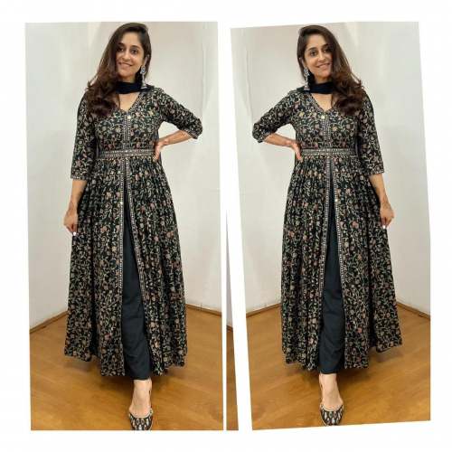 Wholesale Rayon Kurtis Blue Hills Rochelle Rayon Printed Long Kurti  Collection Design Catalog