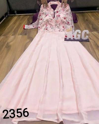 Peach Pink Embroidered Gown