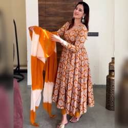 SILK SATIN DIGITAL PRINT GOWN