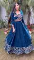 VELEVET LEHENGA CHOLI BLUE COLOR