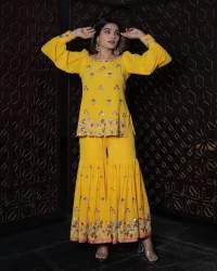 YELLOW COLOR WITH PINK DUPPATA DRESS