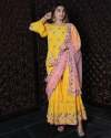 YELLOW COLOR WITH PINK DUPPATA DRESS thumb 1