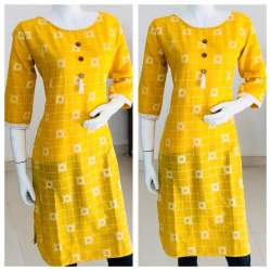 Checks Cotton Printed Kurtis