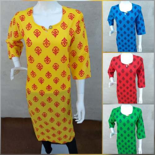 Multi Color Block Printed Kurtis