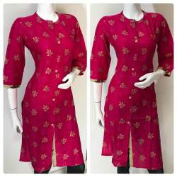 Straight Gold Print Rayon Kurtis