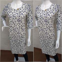 White Cotton Printed Kurtis