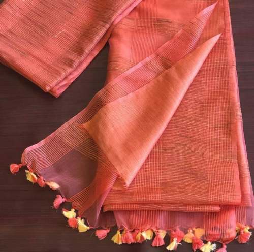 plain jute saree by H S Fabrics