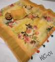 Fancy Linen Digital Printed Sarees thumb 1