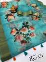 Fancy Linen Digital Printed Sarees thumb 3