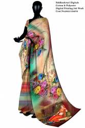 Beautiful Digital Printing Job Work On Sarees