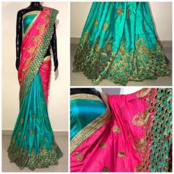 Exclusive Peacock Embroidery Work Sana Silk Sarees