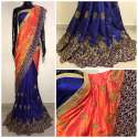 Exclusive Peacock Embroidery Work Sana Silk Sarees thumb 1