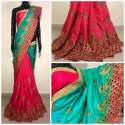 Exclusive Peacock Embroidery Work Sana Silk Sarees thumb 5