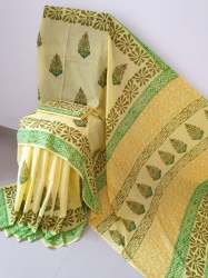 Block printed cotton saree
