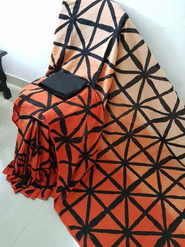 Cotton hand block printed saree