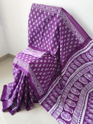 hand block printed cotton saree 