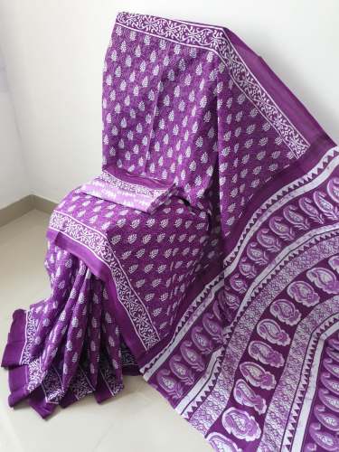 hand block printed cotton saree  by S G Enterprise