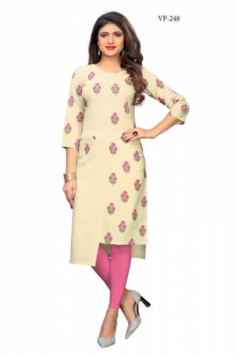 Cotton Embroidered Printed Kurti by Amar Creation