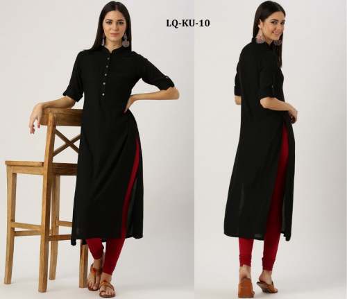 Girls Casual Plain Rayon Kurtis