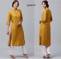 Girls Casual Plain Rayon Kurtis thumb 6