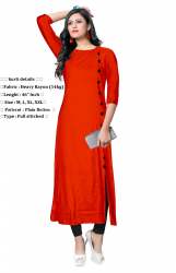 Rayon Plain Botton Kurti