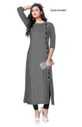 Side Button Plain Rayon Kurtis