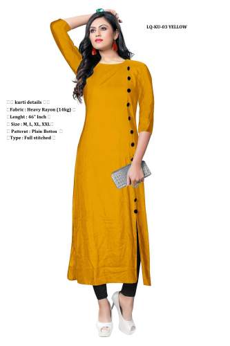 Yellow rayon Kurti