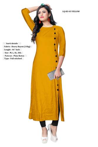 Yellow rayon Kurti by Amar Creation