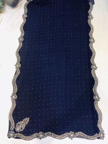 Blue Georgette Embroidered Saree