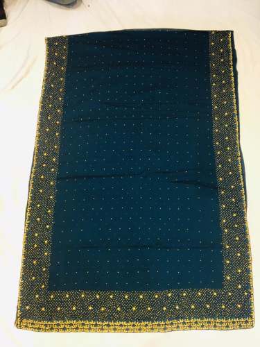 Firozi Heavy worked wedding wear saree