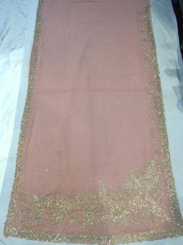 Light Pink Lucknowi Hand Work Saree