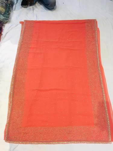 Peach Color Hand worked saree 