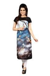 Self Print Crepe Short Sleeve Kurtis-10