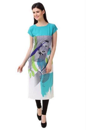 Self Print Crepe Short Sleeve Kurtis