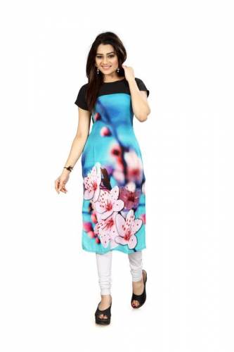 Short Sleeve Crepe Digital Printed Kurtis