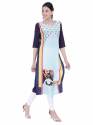 Sky Blue Digital Printed Crepe Kurtis thumb 3