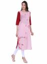 Women Casual Peach Crepe Digital Printed Kurtis thumb 3