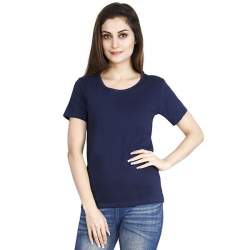 Ladies Blue Casual Cotton T Shirts